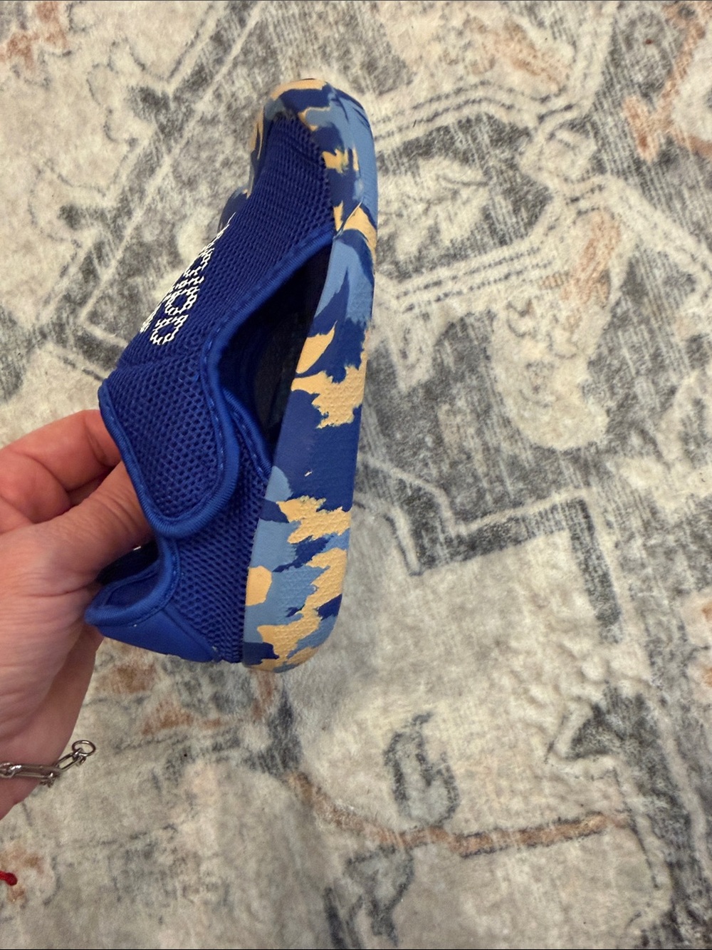 adidas Kids Royal Blue Slip-On Water Shoes with Tan Camo Accents - Picture 3 of 4